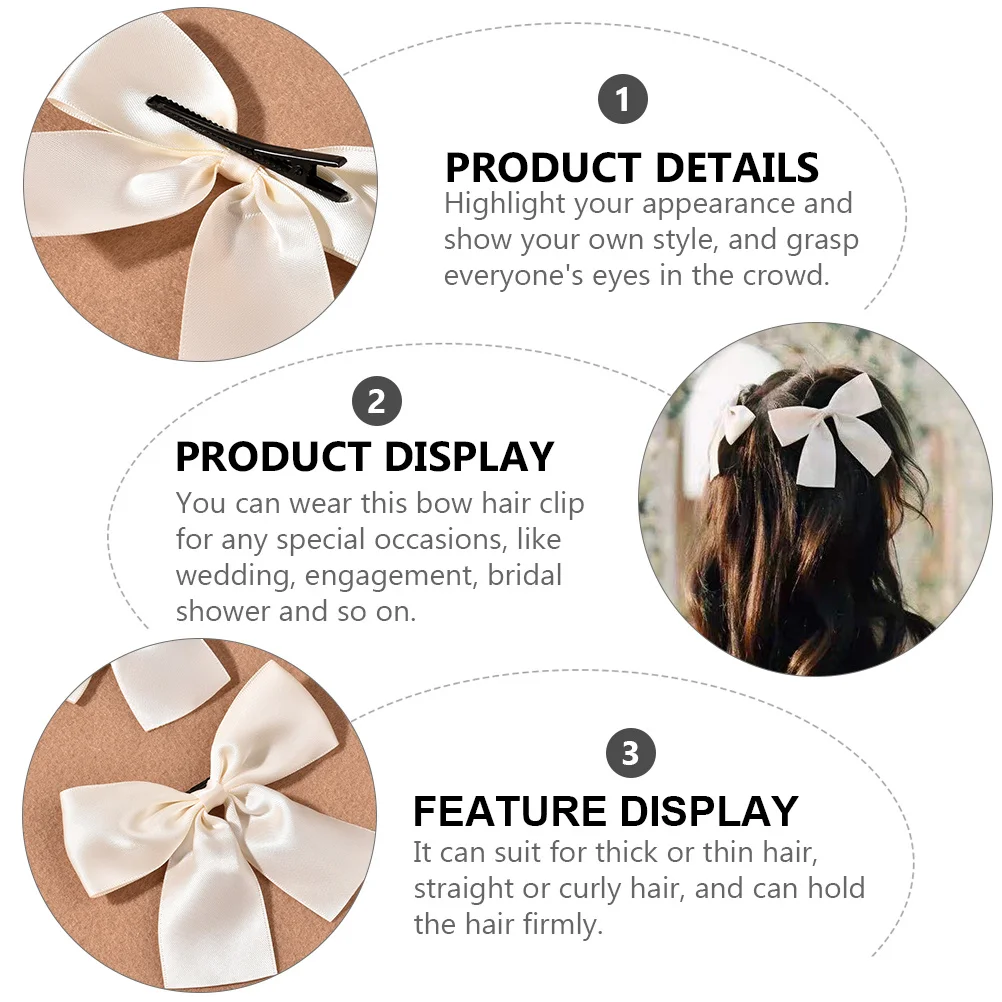 

2Pcs Elegant Bow Hair Clip Bridal Wedding Hair Bowknot Barrette for Special Occasions Bow Barrette Bowknot Clip