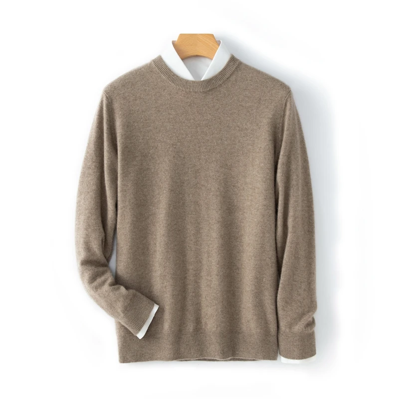 14 Colors Optional High-End Men's 35% Cashmere Sweater Soft and Comfortable Knitted Bottoming Shirt round Neck Pullover Lining