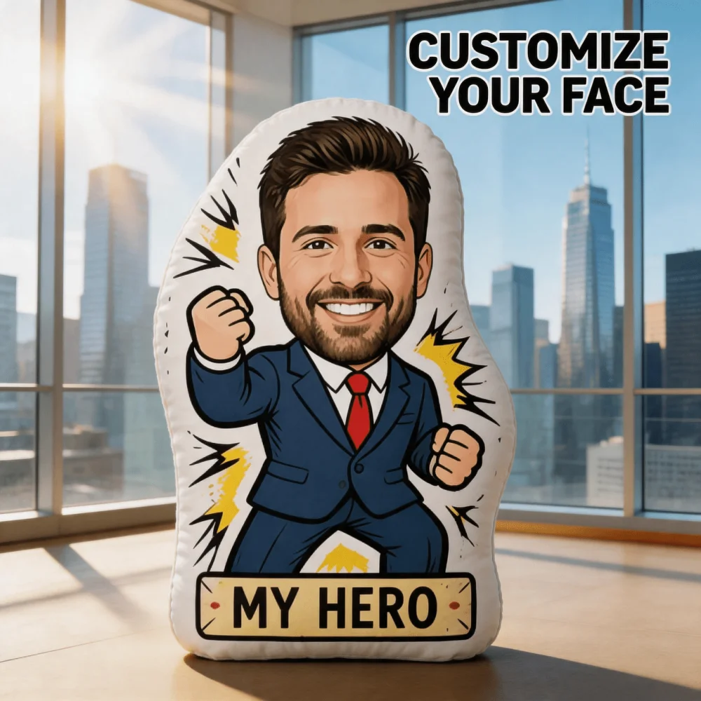 1Pc Personalized Custom Face Photo and Text Throw Pillow, Double-Sided Design, Soft Plush Cushion with Insert, Perfect Gift