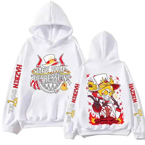 Imagen 2 del producto Sudadera con Capucha con Estampado de Lucifer de Hazbin Hotel 2025, Sudadera Holgada de Forro Polar de Manga Larga para Hombre y Mujer, Estilo Urbano