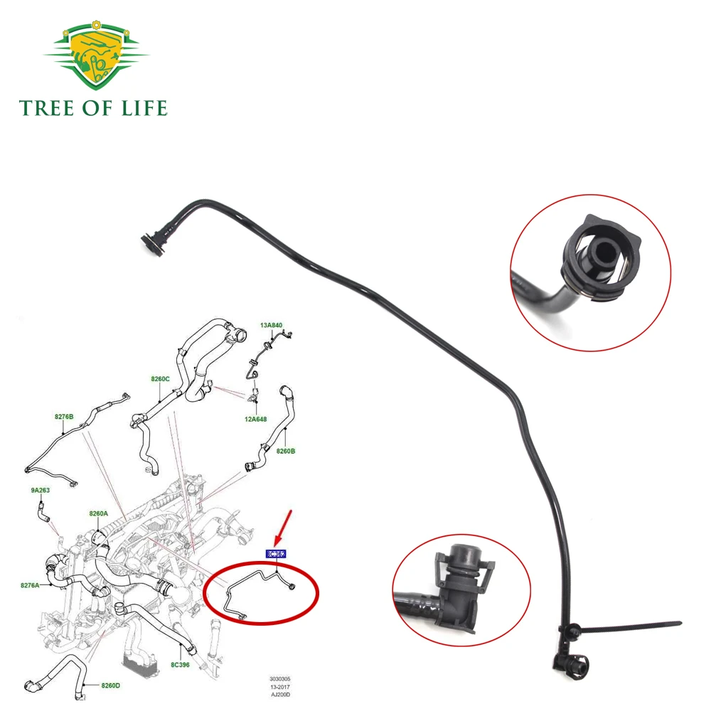 Engine Expansion Tank Vent Hose Pipe Deputy Kettle Water Pipe Exhaust Pipe For Range Rover Velar L560 2.0L Diesel 2017+ LR138360