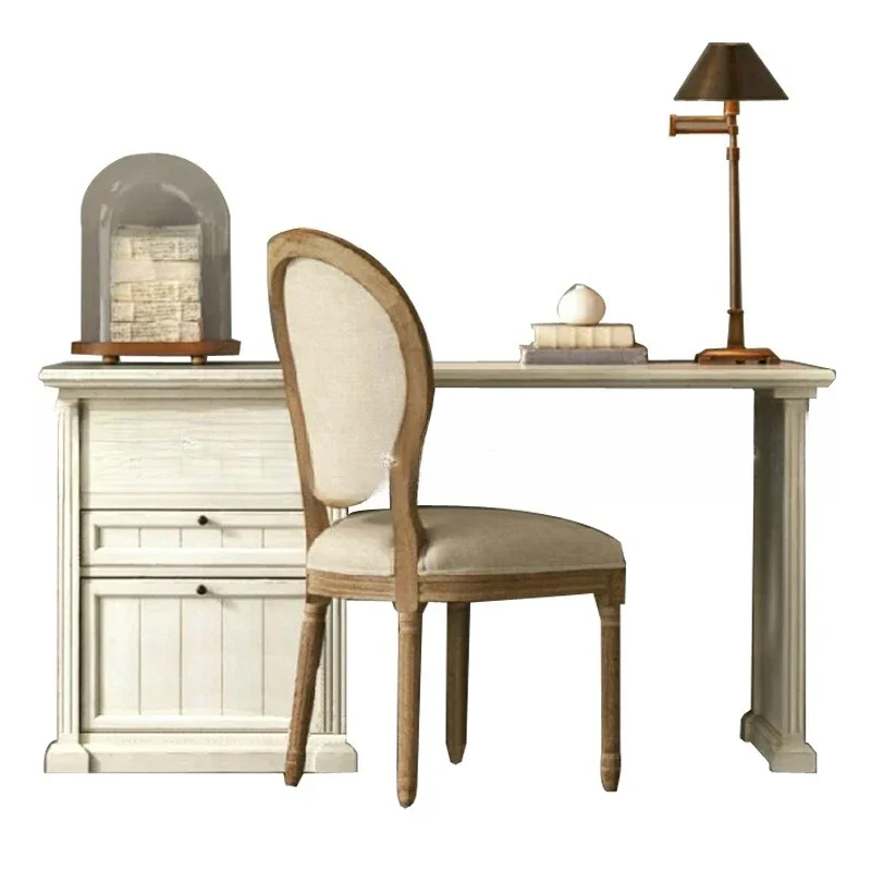 

American solid wood desk furniture study bedroom oak furniture white old, household, study table