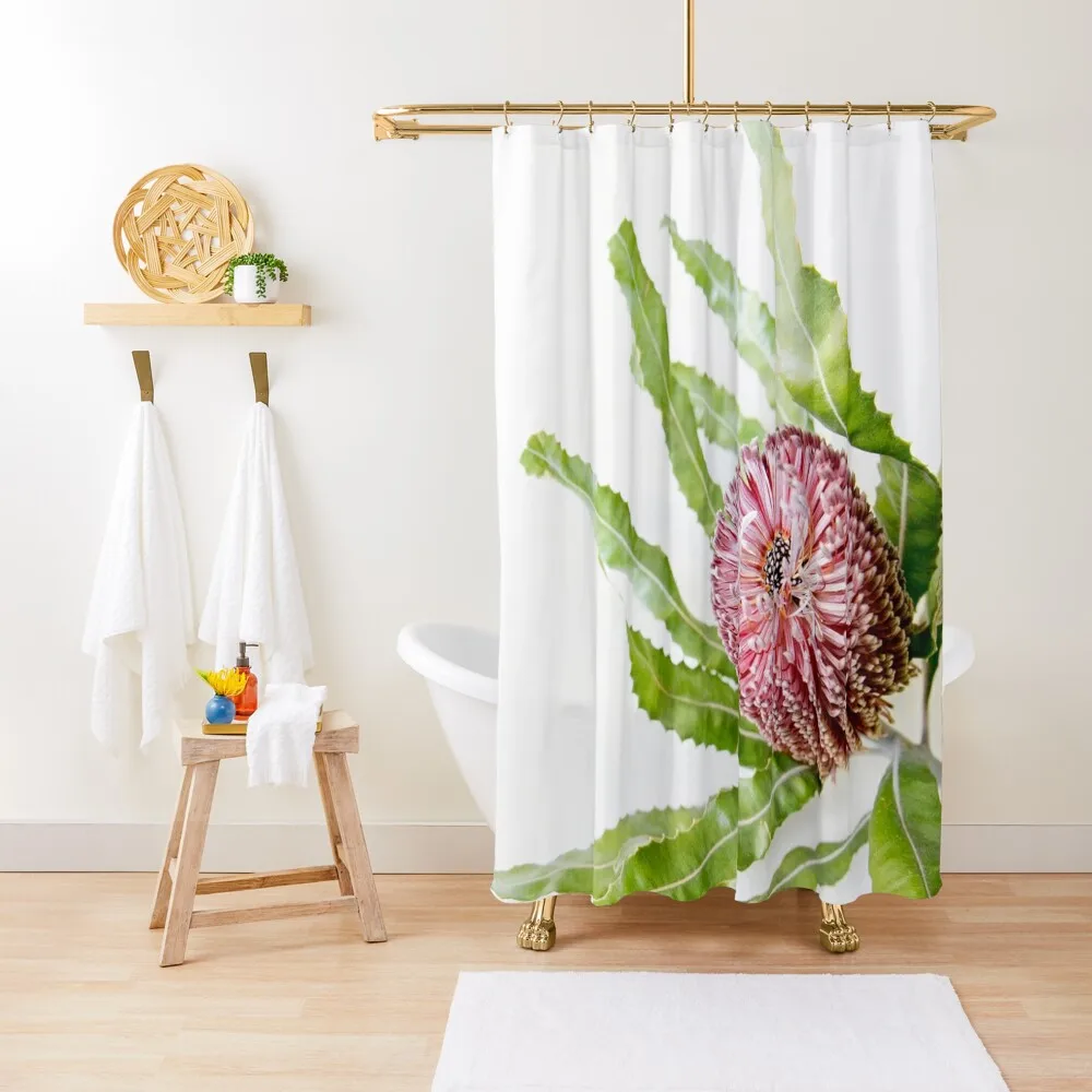 

Pink Banksia Shower Curtain For The Bathroom Shower Set For Bathrooms With Beautiful Designs Elegant Bathroom Curtain