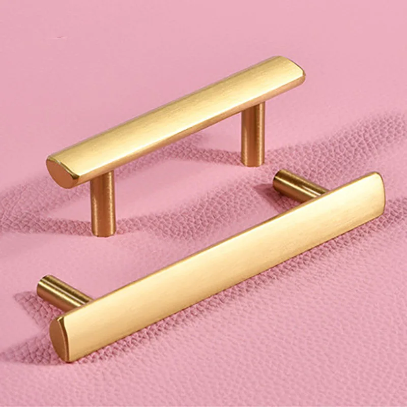 Brass Cabinet Handles Gold Wardrobe Pull Handle Drawer Chest Knob Fashion Furniture Bar Handle
