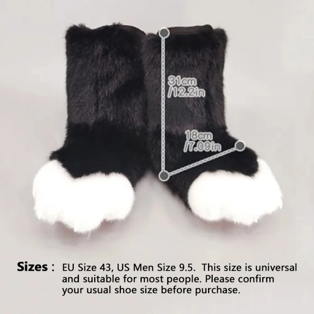 Cute Furry Paw Boots for Cosplay Party Indoor Fursuit Wear Plush Claw Footwear Cat Paw Style Socks Soft Pad Cute Claws