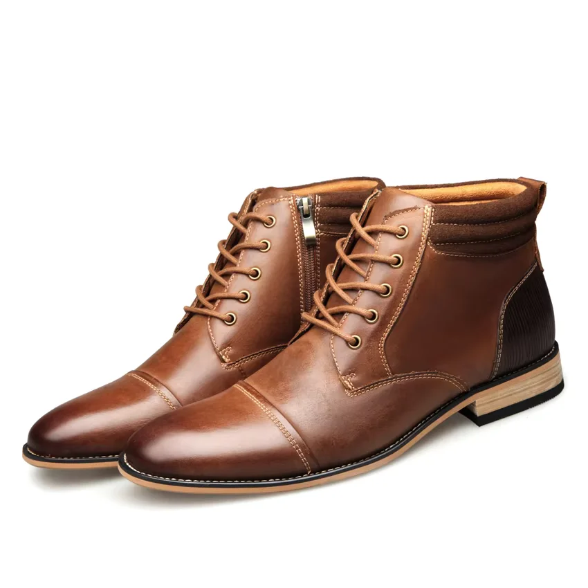 High Boots Men\'s Fashion Casual High Shoes Winter Top Quality Genuine Leather Boots Large Size Shoes for Male