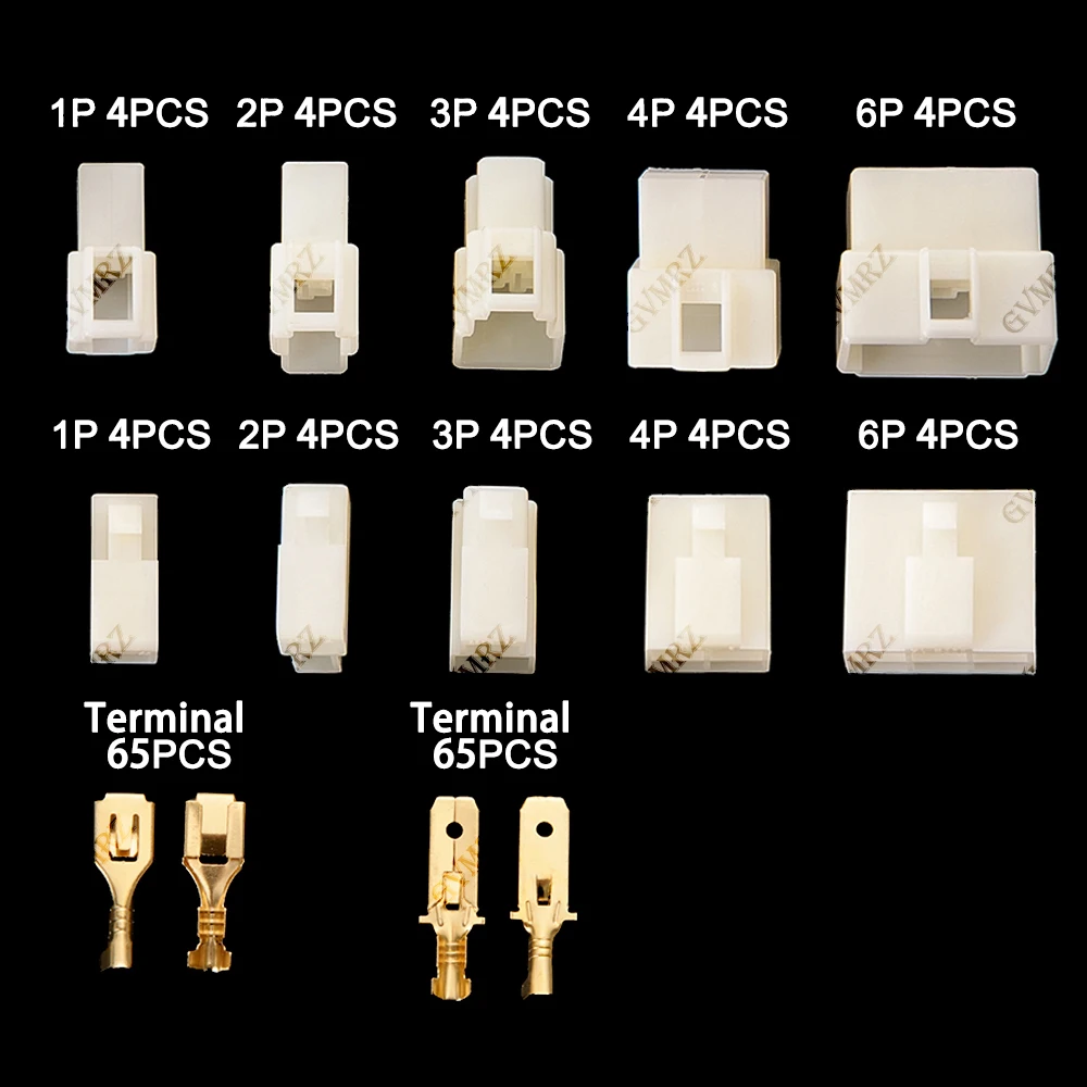6.3 mm 1‑6Pin Automotive Quick‑Disconnect Connector Kit with Male & Female Housings and Brass Crimp Terminals