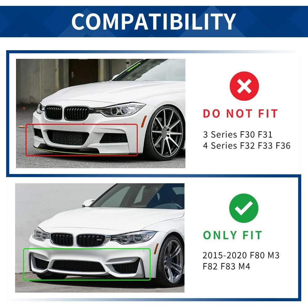 CS نمط شفة مصد السيارة لسيارات BMW M3 M4 F80 F82 F83 2015-2020 سيارة الجبهة الوفير المفسد الناشر الفاصل الشفاه طقم الجسم ضبط #2