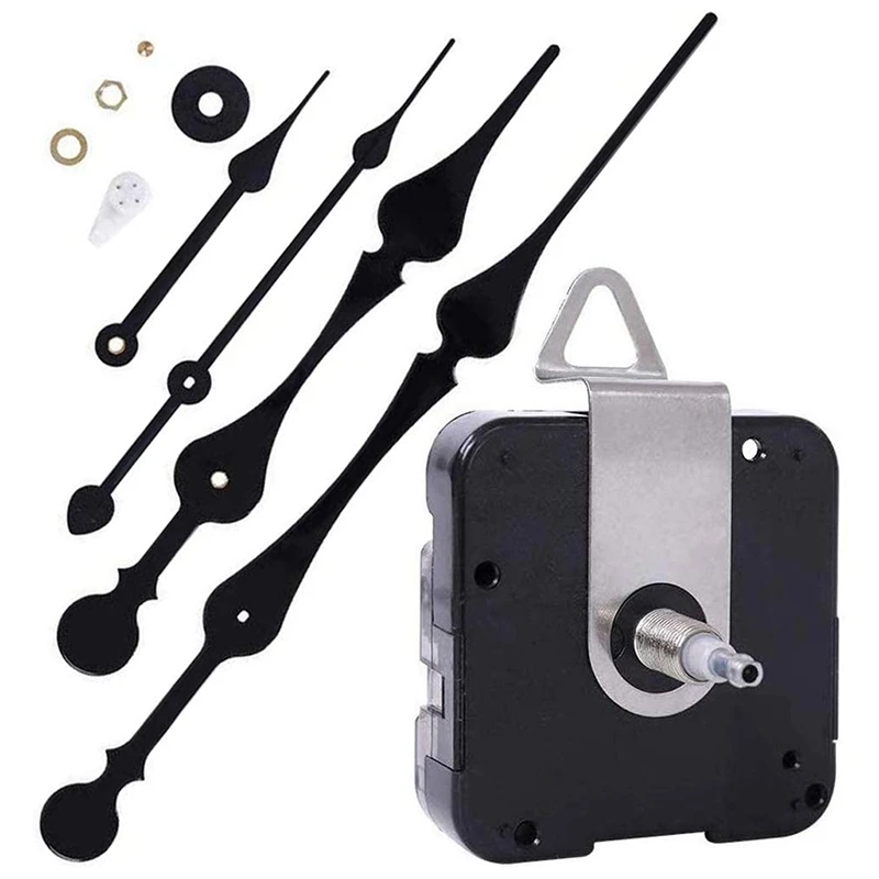 High Torque Clock Movement Mechanism With 11 Inch Long Spade Hands, Quartz Clock Motor Kit , Total Shaft Length 7/8 Inch