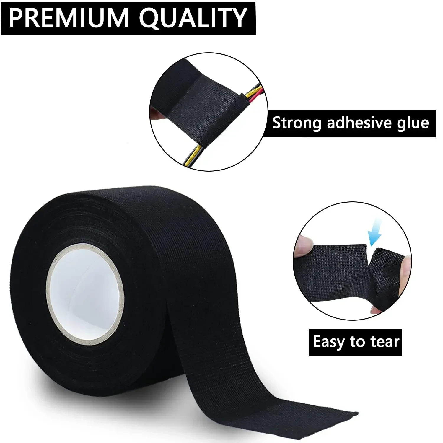 10 Meters Pet Automobile Cloth Fabric Wire Harness Binding Flannel Black Loom Automotive Fleece Adhesive Tape 9/15/50mm