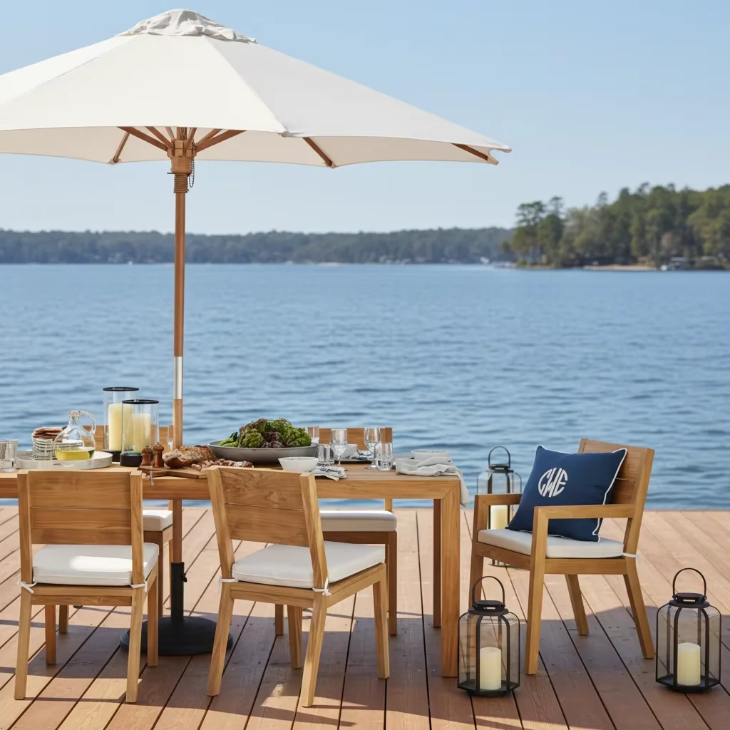 #Resort Outdoor Garden Dinner Furniture Rectangle Table And Teak Outdoor Dining Chair