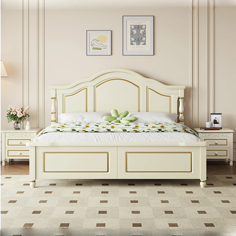 

Simple Double Bed European Luxury Master White Princess Bed American Solid Wood Camas Moderrnas Inteligentes Bedroom Furniture