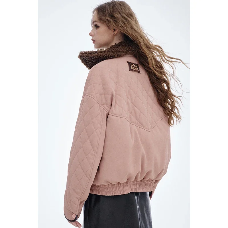ELFSACK Minimalist Plush Lapel Cotton Coat For Woman