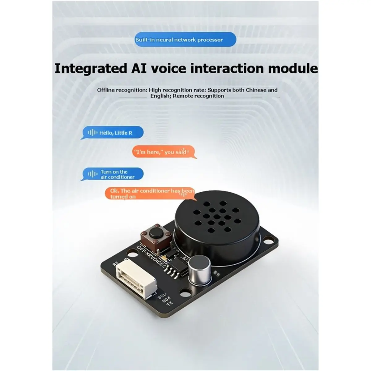 newA10R AI Voice Interaction Module Integrated Intelligent Voice Recognition Broadcasting Chinese English Programmable Sensor