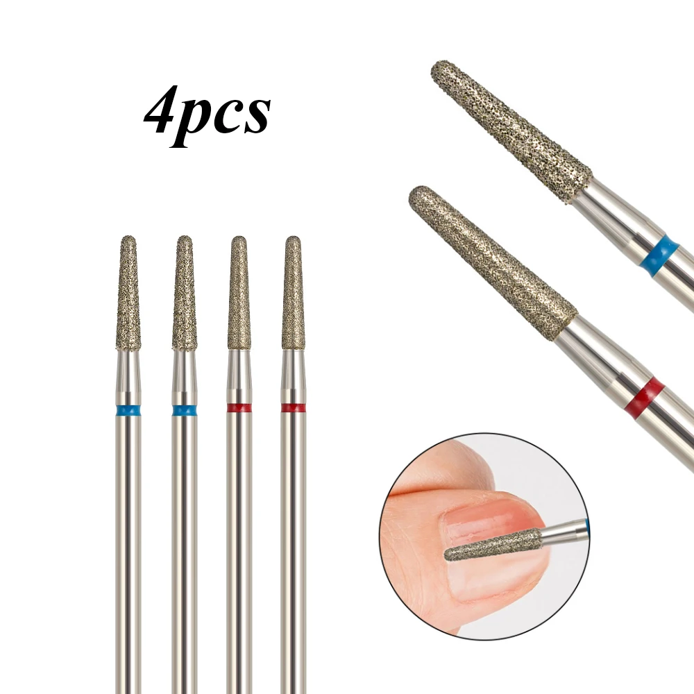 4Pcs Cuticle Clean Nail Drill Bit Set, 3/32