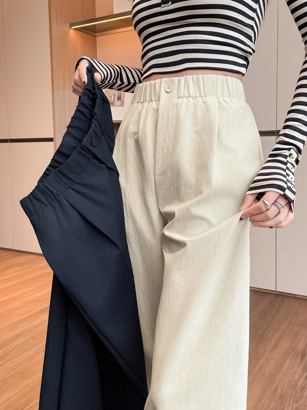

Qui Dry Spor Harem Pants Women's Spring 2026 New Small Size eat Look Slimming Mustard White Nine-Piece Carrot Pants