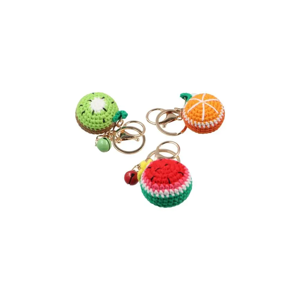 Lemon Donut Fruit Keychain Crocheted Watermelon Knitting Car Keychain Hand-woven Orange Knitted Keyring Ladies Girls