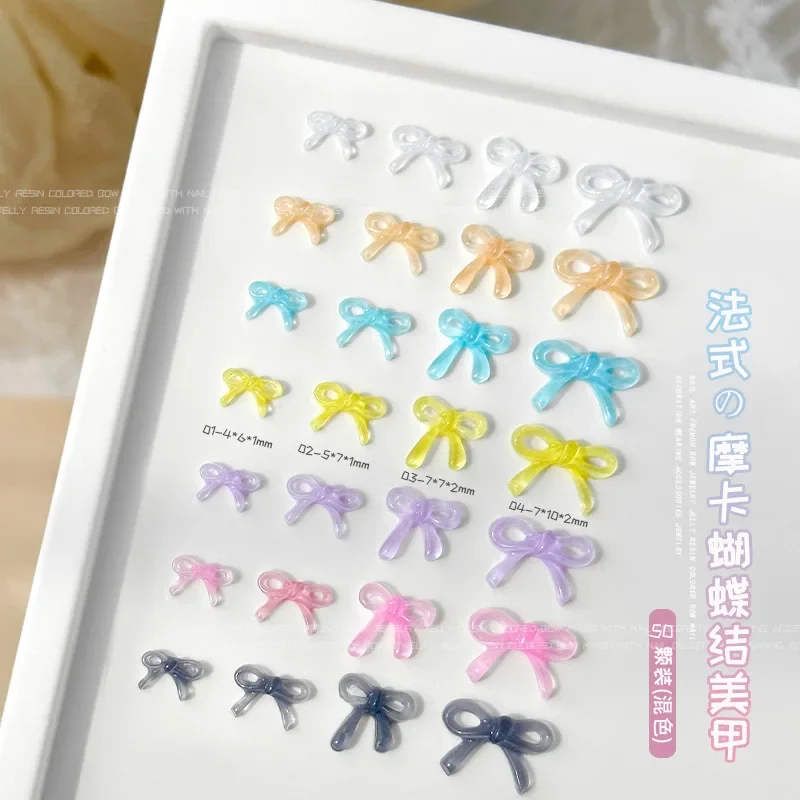 Dulce lazo francés encantador pajarita colorida Linda cinta de resina decoración de uñas DIY manicura accesorios de diamantes de imitación al por mayor