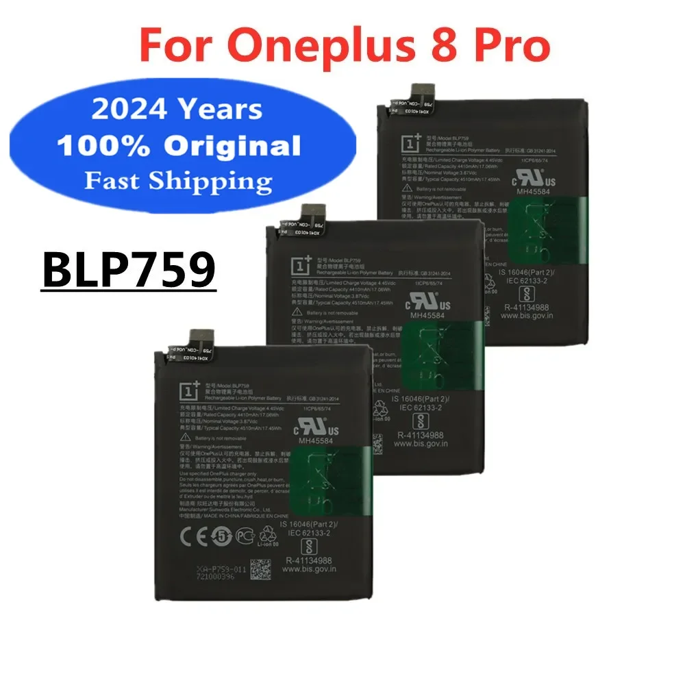 

2024 Years 4500mAh BLP759 Original Battery For Oneplus 8Pro 8 Pro High Quality Mobile Phone Battery Batteries In Stock + Tools