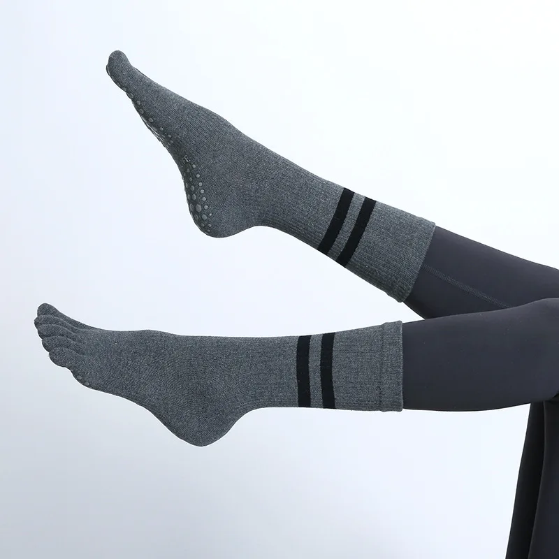 Women Mid-tube Non-Slip Five Toe Pilates Socks Breathable Fitness Cotton Yoga Sock Ladies Gym Workout Ballet Dance Sports Socks image 5