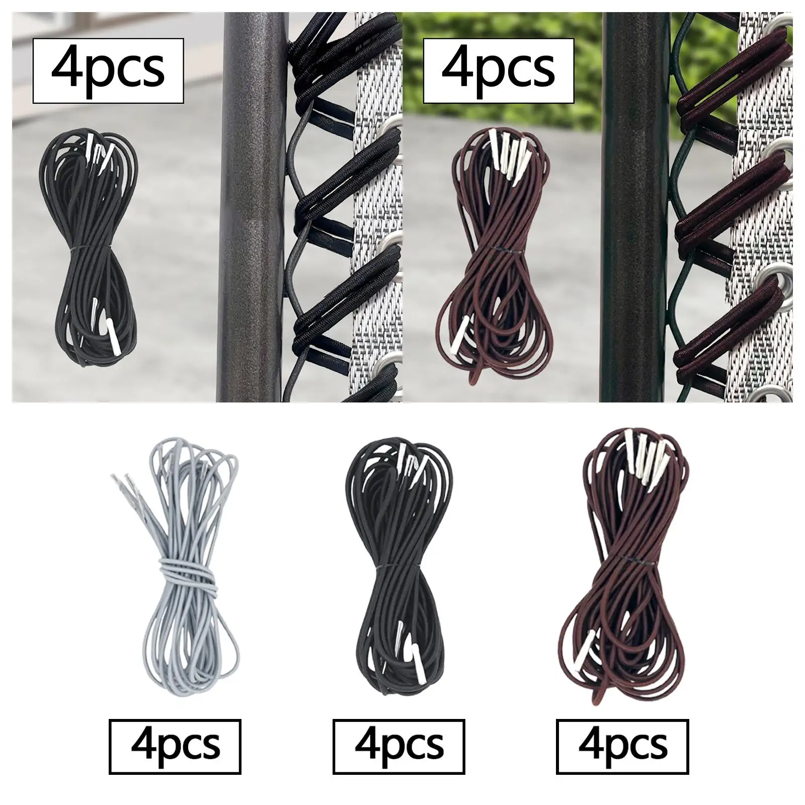 

4Pcs Chair Replacement Cords Lawn Chairs Bungee Chairs Sun Lounger Lounge Chairs Universal Accessories Patio Chair Repair Cords