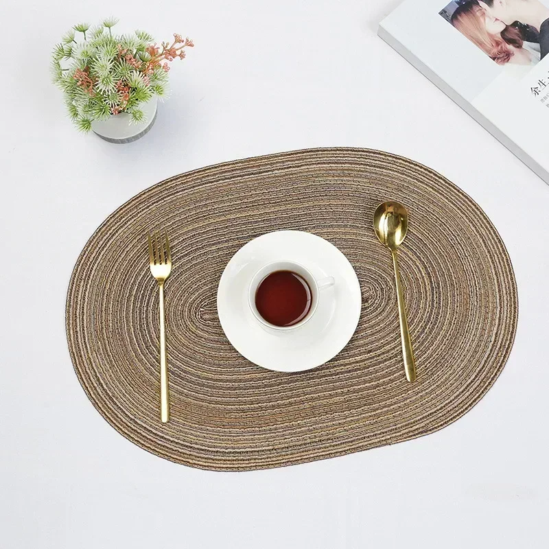 Boho Oval Round Placemat Decoration Farmhouse Cotton Woven Pad Table Mats Placemats Place Mat Dining Room Kitchen Tribal Folk