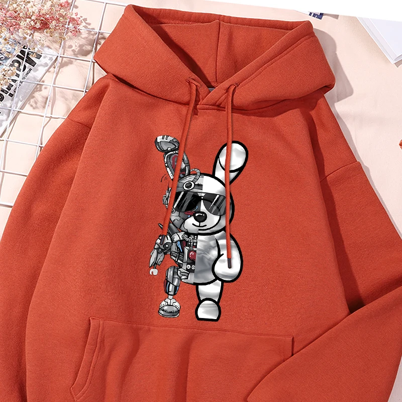 Mechanical Rabbit Wearing Sunglassesprint Sweatshirts Men Leisure Simple Tracksuit Sporty Comfortable Sportwear Versatile Tops