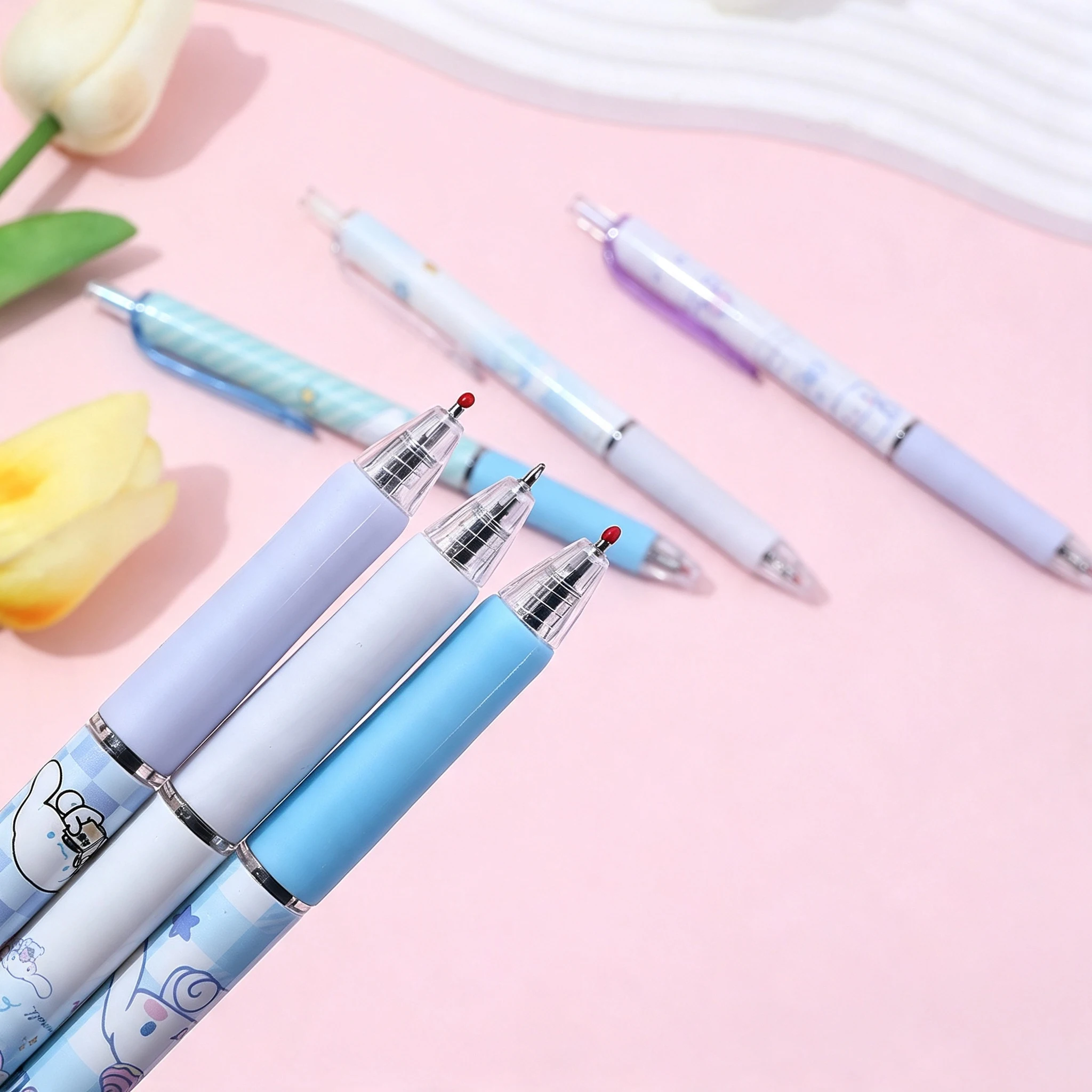 6 Stifte/Set Niedliche Hello Kitty Melody Schwarze 0,5mm Gelstifte, Druckknopf-Typ Übungsstifte für Schüler/Büroangestellte Tägliche Schreibwaren – Detail 4