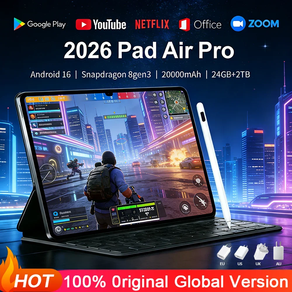 Tablet Original 2026, iPad Air Pro de 12 Pulgadas, 24GB de RAM, 2TB de ROM, Tablet Android de 16 Núcleos, Tablet PC con Función de Teléfono, Doble Wifi, Tableta Android
