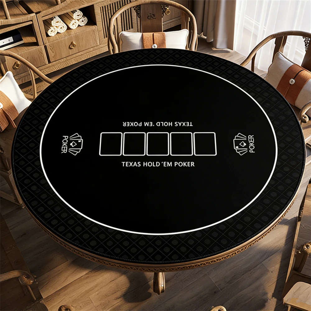 Round Casino Texas Hold'em Poker Tablecloth Cushion Table Mat Chess Playing Card Chips Thickened Mahjong Tablecloth for Party