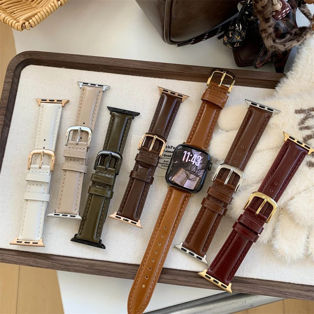 ساعة أبل جديدة من الجلد الملون لساعة أبل 38 40 42 44 45 46 49 مللي متر سلسلة 11 10 9 8 7 5 4 3 سوار الترا #1