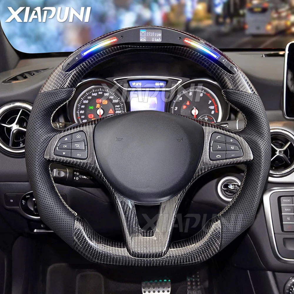 new LED Steering Wheel For Benz Mercedes A C E CLS CLA GLE GLS GLA GLC 2012-2019 Model 100% Carbon Fiber Customized Sport Wheel