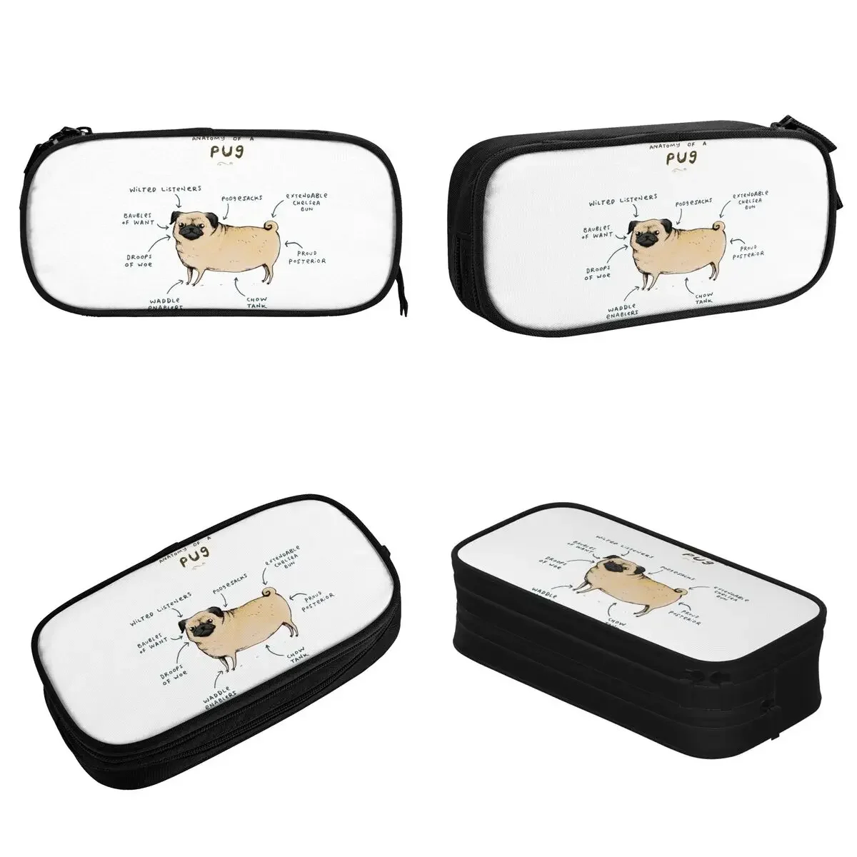 Creative Anatomy Of A Pug Pencil Cases Pencilcases Pen Box for Student Large Storage Bags School Supplies Gifts Stationery