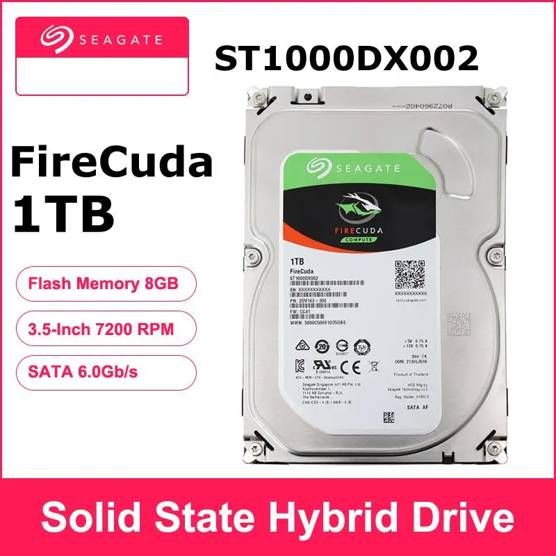 Go! Seagate 1TB FireCuda ST1000DX002 3.5 inch Gaming SSHD(Solid State Hybrid Drive)7200 RPM SATA 6GB/S Cache 64MB hdd Hard Disk