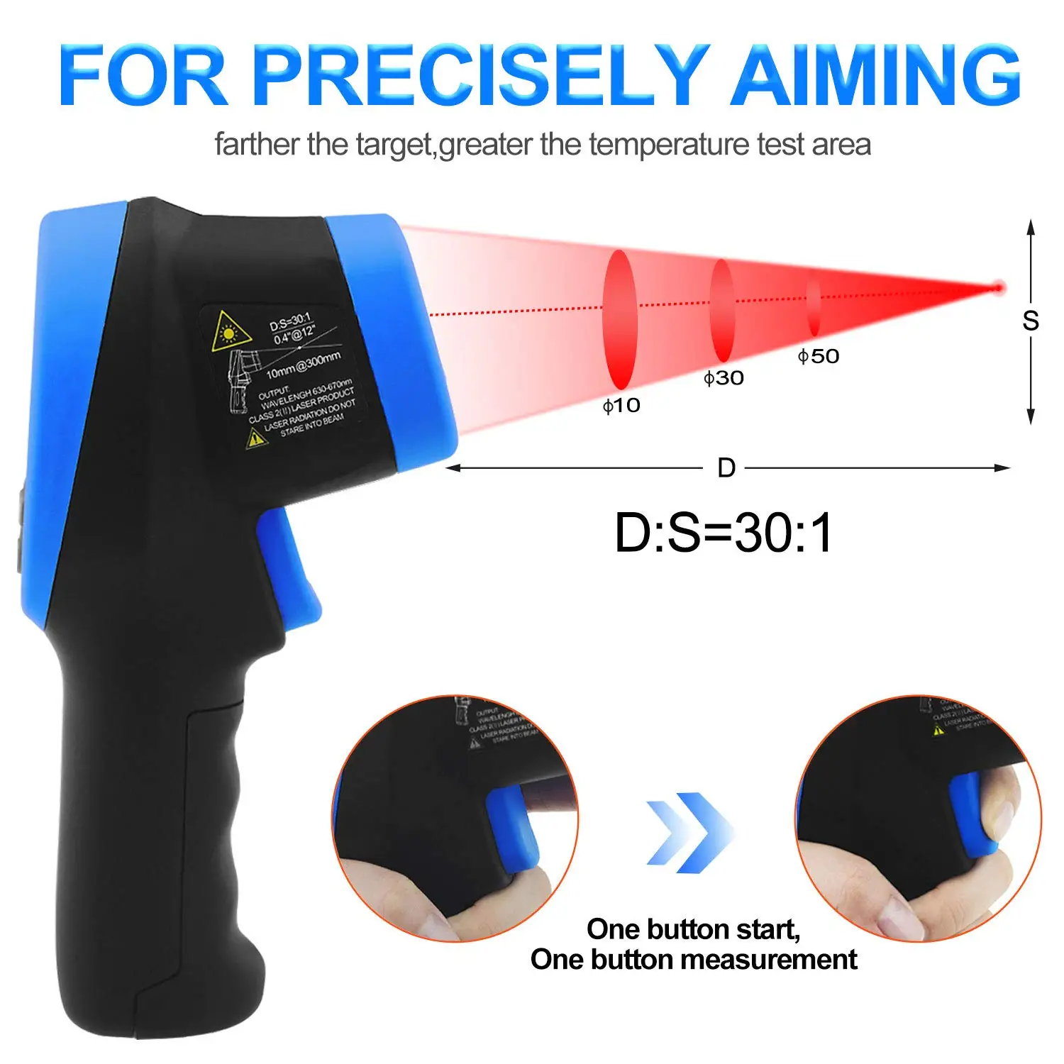 Infrared Thermometer Ap-1500C Color Lcd High Temp Thermometer Pyrometer Ir Temperature Gun -58℉- 2732℉ (-50℃ To 1500℃),30:1