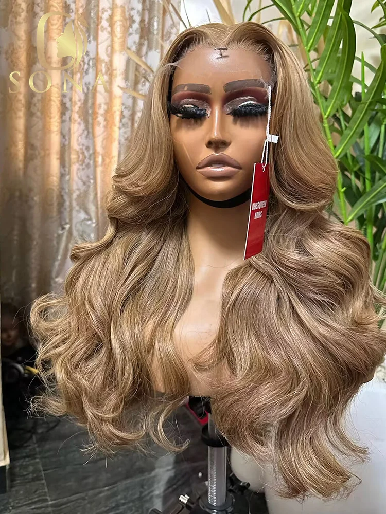 Ash Blonde Human Hair 13x6 13x4Transparent Lace Frontal Wigs Honey Blonde Shallow Coffee 32 34 Inches Lace Front Wig Human Hair