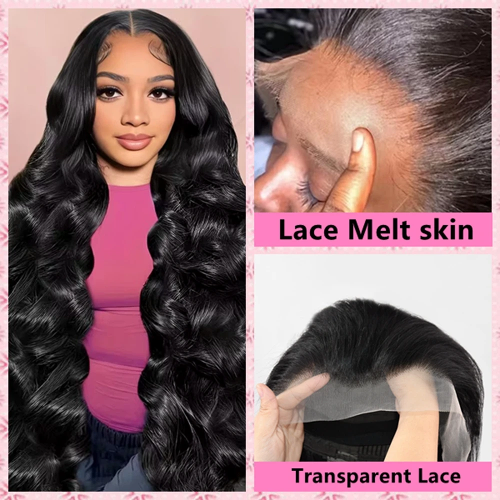 26 28 30 Inches  HD Transparent Lace Front Wig Suitable For Women 13x6 Body Wave Human Hair Wigs With Natural Hairline Ultra-Thin Invisible Transparent Lace Melt All Skin Tones
