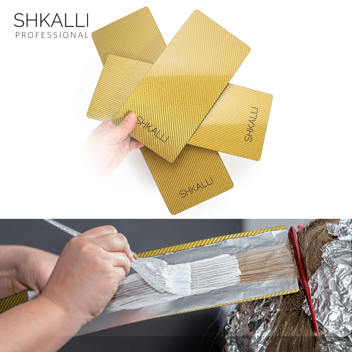 

SHKALLI Professional Carbon Fiber Balayage Board Set,Lightweight Hairdressing Tin Foil Colouring Boards.(Gold Set)