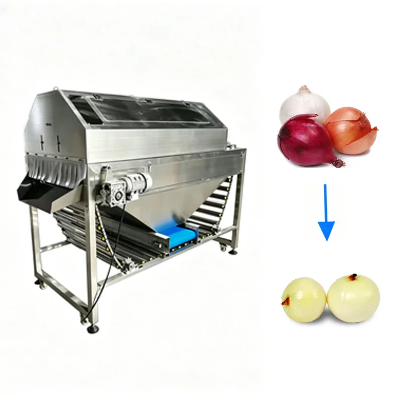 Customized Industrial Automatic Pneumatic Chain Type Stainless Steel Dry Wet Fresh Onion Garlic Peeler Machine Equipment