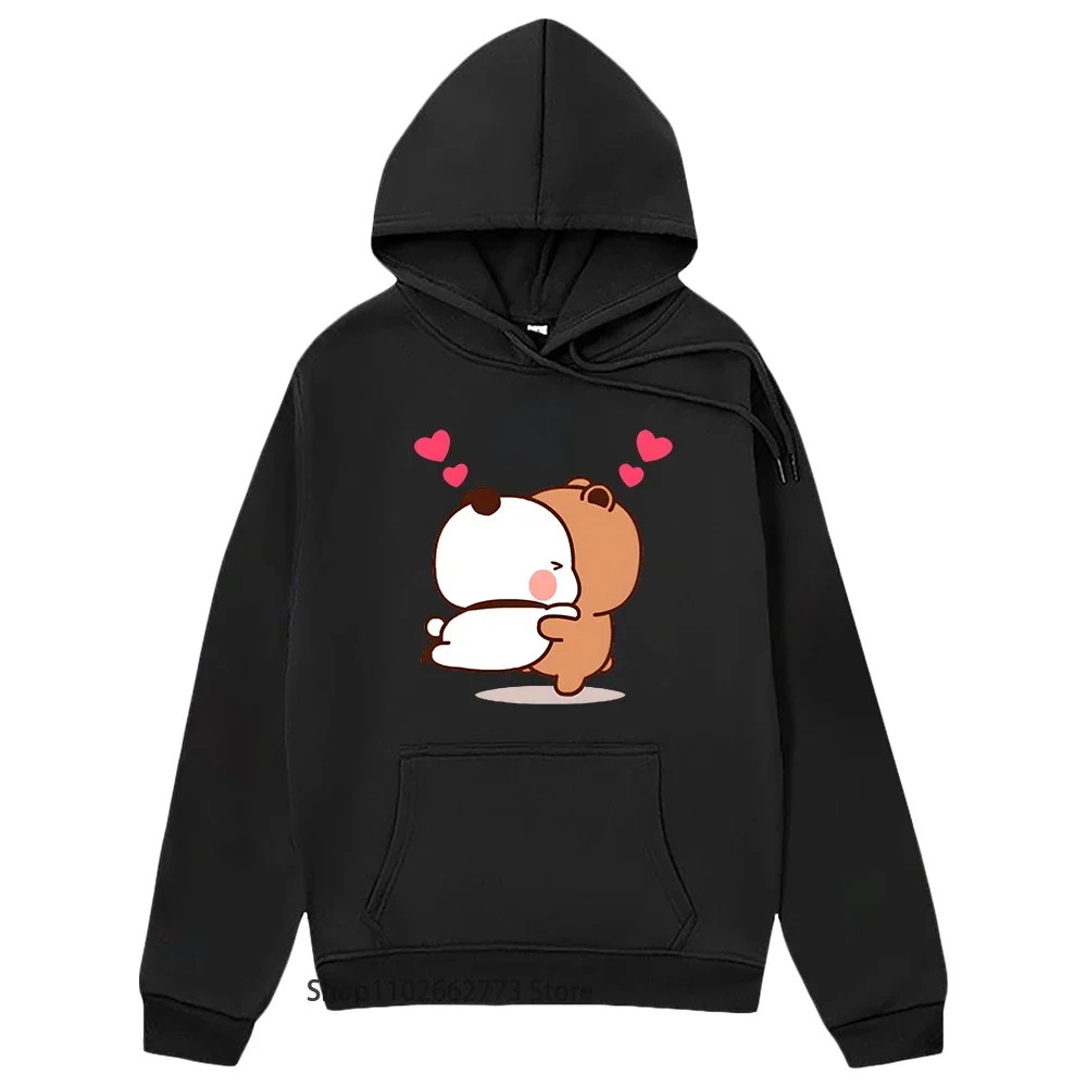 Women Kawaii Bubu Dudu Hoodie Panda and Brownie Bear Couple Sweatshirt Long-Sleeved Hoody O-neck Women Casual Men Cartoon Tops