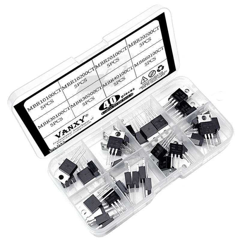 8 values schottky diode kit MBR10100CT MBR10200CT MBR20100CT MBR20200CT MBR30100CT MBR30200CT MBR40100CT MBR60100CT MBR20100