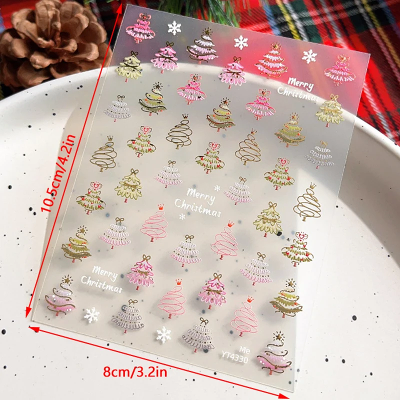 Vergoldete Weihnachtsbaum Nail Art Aufkleber Cartoon Kaninchen Schneeflocke Weihnachtsdekoration DIY Maniküre Aufkleber