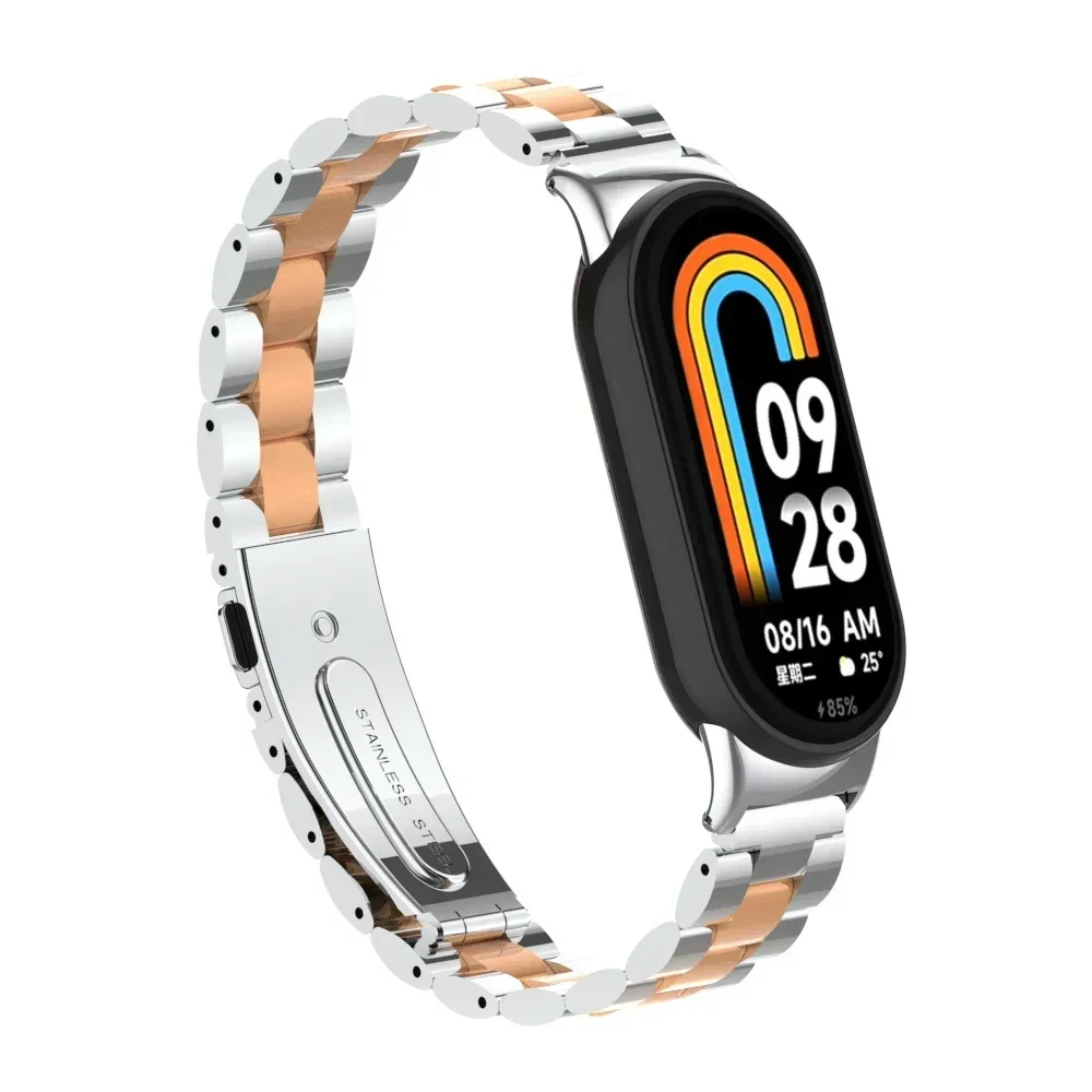 Correa de acero inoxidable para Xiaomi Mi Band 8, pulsera de Metal, NFC, accesorios de repuesto