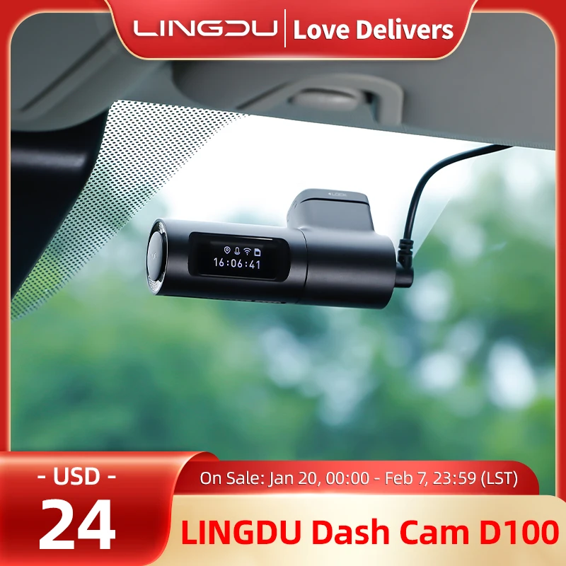 

LINGDU 2.5K Dash Cam D100 Car DVR Built-in GPS WIFI 0.96'' Screen Car Camera Smart APP Voice Control Parking Mode Video Recorder