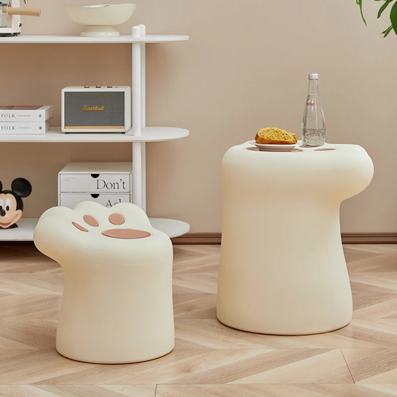 Hot Selling High Quality Modern Cute Cat Paw Claw Design Plastic Desk and Stool Set for Children