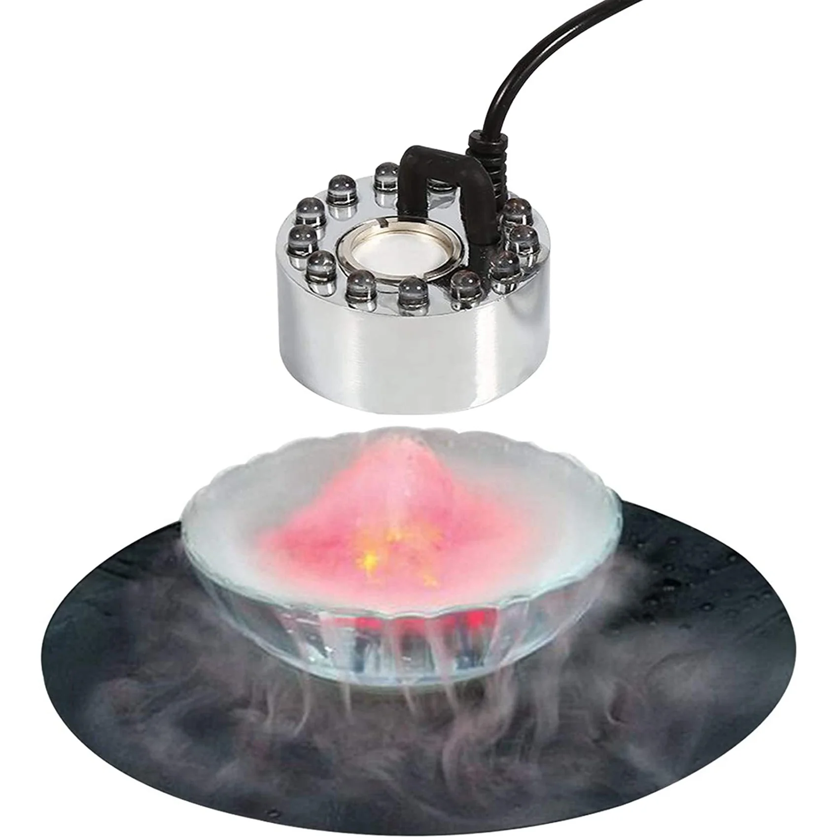 Mini generador de niebla B83B-2X, máquina de niebla con 12 LED, fuente de agua, atomizador, humidificador de aire para Halloween, Navidad