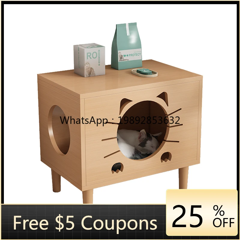 

ZZ Wyj Simple Bedside Cat Cabinet Multi-Functional Pet Cabinet Cattery Closed Bedside Cat House