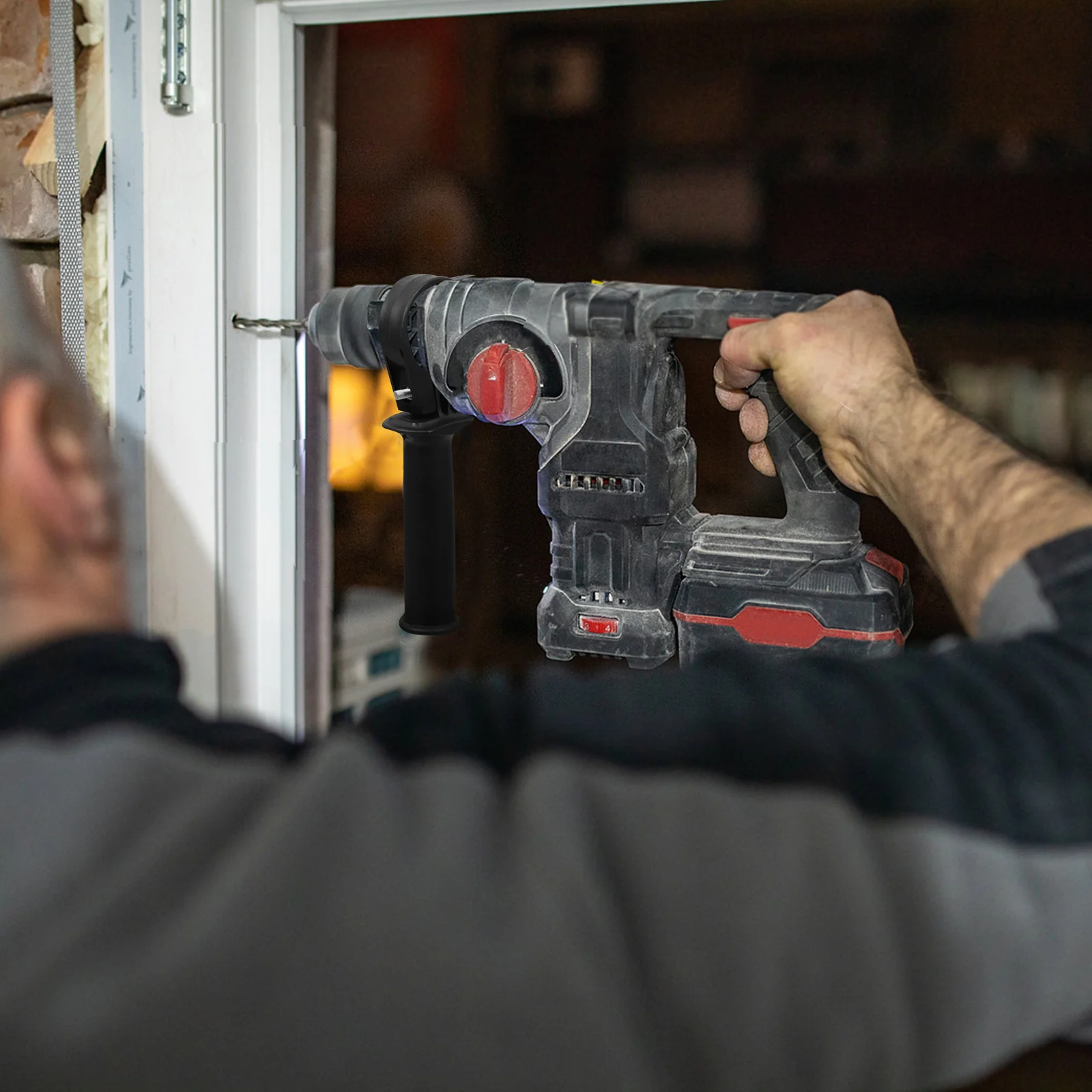 Pegangan Palu Listrik Dapat Diganti, Pegangan Sisi Depan Bor Impak, Bahan Besi Abs yang Kokoh, Aksesori Alat yang Mudah Dipasang