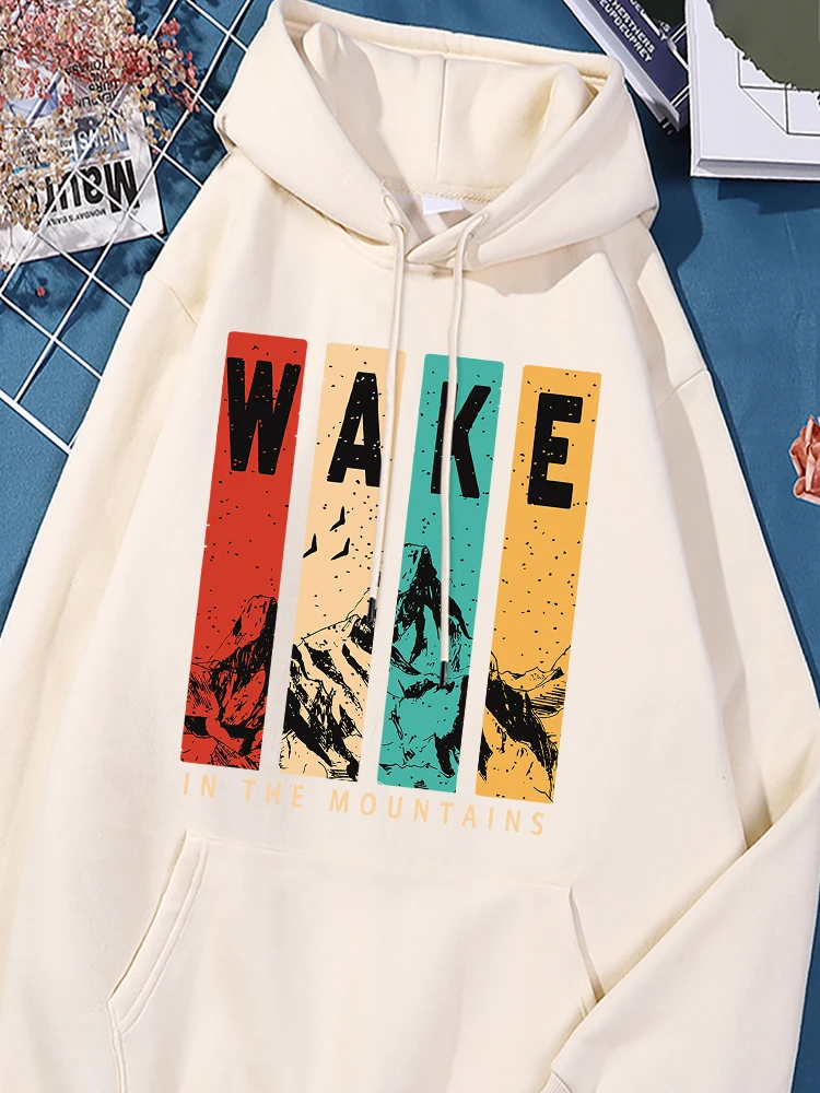 Awake Mountains Print Women Sweatshirts Harajuku Causal Tracksuit Loose Comfortable Sportwear Unique Essential Fleece Clothing