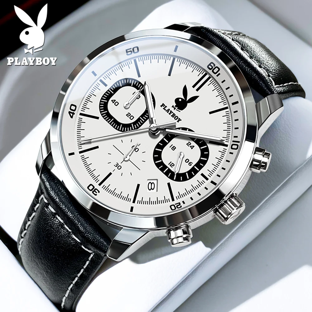 PLAYBOY Original Quartz Men\'s Wristwatch Luxury Sports Waterproof Watch for Men Fashion Trend High-end Silicone Strap Man Watch